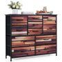 Chest of 11 drawers, Black/brown, 100 × 82 × 30 cm