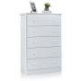Chest of 5 drawers, White, 80 × 40 × 115 cm