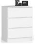 Chest of drawers NORE K60 with 3 drawers, white