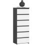Kummut AKORD CL6, 6 sahtlit, hall/valge, 40 × 109 × 35 cm