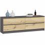 Kummut AKORD K160, 4 sahtlit, hall/pruun, 160 × 55 × 40 cm