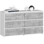 Kummut CL100, 6 sahtlit, Valge/hall, 100 × 57 × 35 cm