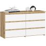 Kummut CL100, 6 sahtliga, tamme/valge, 100 × 57 × 35 cm