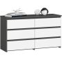 Kummut CL100, 6 sahtliga, hall/valge, 100 × 57 × 35 cm