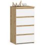 Kummut CL4, 4 sahtlit, valge/pruun, 40 × 74 × 35 cm