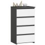 Kummut CL4/40, 4 sahtlit, hall/valge, 40 × 74 × 35 cm