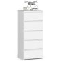Kummut CL5, 5 sahtlit, Valge, 40 × 92 × 35 cm
