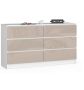 Chest of drawers NORE K140 with 6 drawers, white/cream color