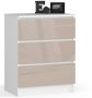Chest of drawers NORE K60 with 3 drawers, white/cream color