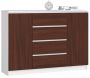 Chest of drawers NORE K140 with 4 drawers, white/dark brown