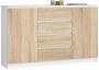 Chest of drawers NORE K160 with 4 drawers, white/oak color