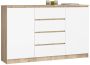 Chest of drawers NORE K160 with 4 drawers, oak/white