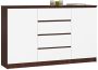 Chest of drawers NORE K160 with 4 drawers, dark brown/white
