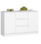 Kummut K016 CLP, 3 sahtlit, 2 ust, Valge, 120 × 77 × 40 cm