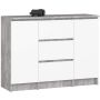 Kummut K100, 2 ust, 3 sahtlit, hall/valge, 101 × 76 × 35 cm