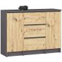 Kummut K100, 2 ust ja 3 sahtlit, hall/tamme, 101 × 76 × 35 cm