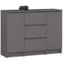 Kummut K100, 2 ust ja 3 sahtlit, hall, 101 × 76 × 35 cm