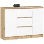 Kummut K100, 2 ust ja 3 sahtlit, pruun ja valge, 101 × 76 × 35 cm