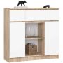 Kummut K100, 2 ust ja 3 sahtlit, pruun/valge, 101 × 98 × 35 cm