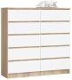 Kummut K120, 10 sahtlit, pruun/valge, 120 × 121 × 40 cm