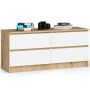 Kummut K120, 4 sahtliga, valge/pruun, 120 × 55 × 40 cm