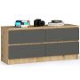 Kummut K120 4SZ, 4 sahtlit, pruun/hall, 120 × 55 × 40 cm