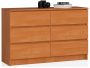 Kummut K120, 6 sahtlit, pruun, 120 × 77 × 40 cm