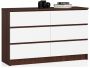 Chest of drawers NORE K120 with 6 drawers, white/dark brown