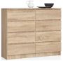 Kummut K120, 8 sahtlit, tamme, 120 × 99 × 40 cm