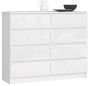 Kummut K120, 8 sahtlit, valge, 120 × 99 × 40 cm