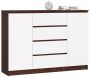 Kummut K140, 2 ust, 4 sahtlit, valge/pruun, 138 × 99 × 40 cm