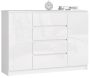 Kummut K140, 2 ust, 4 sahtlit, valge, 138 × 99 × 40 cm