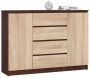 Kummut K140, 2 ust, 4 sahtlit, pruun/tamme, 138 × 99 × 40 cm