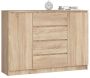Kummut K140, 2 ust ja 4 sahtlit, Pruun, 138 × 99 × 40 cm