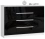 Chest of drawers NORE K140 with 4 drawers, white/black