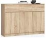 Kummut K140, 3 ust, 3 sahtlit, Pruun, 138 × 99 × 40 cm