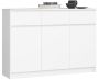 Kummut K140, 3 sahtlit ja 3 ust, valge, 138 × 99 × 40 cm