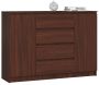 Kummut K140, 4 sahtlit ja 2 ust, Pruun, 138 × 99 × 40 cm
