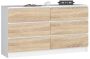 Kummut K140, 6 sahtlit, valge/pruuni, 138 × 77 × 40 cm