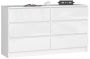 Kummut K140, 6 sahtlit, Valge, 138 × 77 × 40 cm