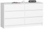Kummut K140, 6 sahtlit, Valge, 138 × 77 × 40 cm