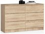 Chest of drawers NORE K140 with 6 drawers, oak color