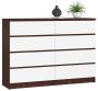 Kummut K140, 8 sahtlit, pruun/valge, 138 × 99 × 40 cm