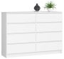 Kummut K140, 8 sahtlit, Valge, 138 × 99 × 40 cm