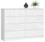 Chest of drawers NORE K140 with 8 drawers, glossy white