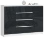Kummut K140 AkordV2, 2 ust, 4 sahtlit, valge/hall, 138 × 99 × 40 cm