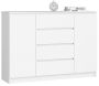 Kummut K140 CLP, 2 ust ja 4 sahtlit, Valge, 138 × 99 × 40 cm