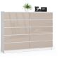 Kummut K160, 10 sahtlit, valge/pruun, 160 × 121 × 40 cm