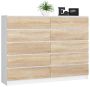 Kummut K160, 10 sahtlit, valge/pruuni, 160 × 121 × 40 cm