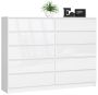 Kummut K160, 10 sahtliga, Valge, 160 × 121 × 40 cm
